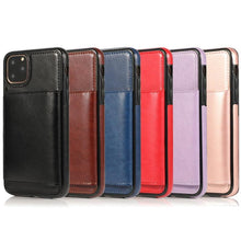 Load image into Gallery viewer, Leather Wallet Case For iPhone 11 Pro Max XS Max XR X 8 7 6S 6Plus 5 5S With Stand Card Pocket Case Cover Shockproof Texture PU Leather  Wallet Cover
