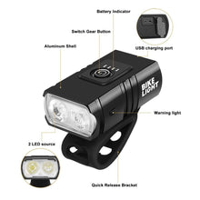 将图片加载到图库查看器，LED Bicycle Light Front USB Rechargeable 1000 Lumen Bike Front Lamp Mountain Bicycle Headlight Adjustable Lightness And Flashlight With Waterproof IPX5 And Large Capacity Battery
