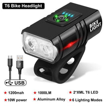 将图片加载到图库查看器，LED Bicycle Light Front USB Rechargeable 1000 Lumen Bike Front Lamp Mountain Bicycle Headlight Adjustable Lightness And Flashlight With Waterproof IPX5 And Large Capacity Battery
