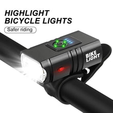 将图片加载到图库查看器，LED Bicycle Light Front USB Rechargeable 1000 Lumen Bike Front Lamp Mountain Bicycle Headlight Adjustable Lightness And Flashlight With Waterproof IPX5 And Large Capacity Battery
