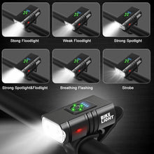 将图片加载到图库查看器，LED Bicycle Light Front USB Rechargeable 1000 Lumen Bike Front Lamp Mountain Bicycle Headlight Adjustable Lightness And Flashlight With Waterproof IPX5 And Large Capacity Battery
