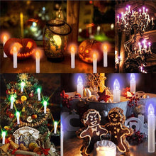 Load image into Gallery viewer, LED Candle Lamp Simulation Flame Light Warm Candle Family Party Christmas Birthday Party Decorated With Candles Ivory Battery Operated LED Taper Candles With Remote Control Christmas Candles
