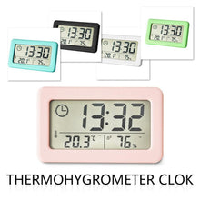 Load image into Gallery viewer, LED Digital Clock Digital Alarm Clock Battery Operated Small Desk Clocks with Smart Night Light Date Indoor Temperature LCD Electronic Clock for Bedroom  Electronic Digital Screen Desktop Clock for Home Office Backlight Snooze Desk Clocks
