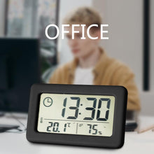 Load image into Gallery viewer, LED Digital Clock Digital Alarm Clock Battery Operated Small Desk Clocks with Smart Night Light Date Indoor Temperature LCD Electronic Clock for Bedroom  Electronic Digital Screen Desktop Clock for Home Office Backlight Snooze Desk Clocks
