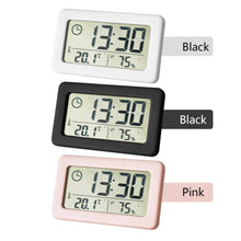 Load image into Gallery viewer, LED Digital Clock Digital Alarm Clock Battery Operated Small Desk Clocks with Smart Night Light Date Indoor Temperature LCD Electronic Clock for Bedroom  Electronic Digital Screen Desktop Clock for Home Office Backlight Snooze Desk Clocks
