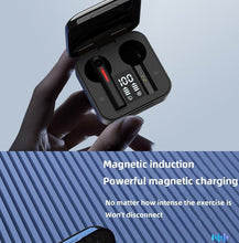 Load image into Gallery viewer, LED Display Bluetooth 5.0  Wireless Headphone Magnetic 9D Stereo Sound Earbud Sports Easy Pairing Earphone With Microphone Bluetooth In Ear Built-in Mic Headset For Sport Black Headphones Wireless Light Weight Design
