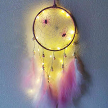 Load image into Gallery viewer, LED Dream Catcher Lamp Flying Wind Chimes Lighting Dream-catcher Handmade Ornaments Traditional Gifts Feather Pendant Romantic Creative Wall Hanging Home Wall Decoration Ornament Craft Native American Style
