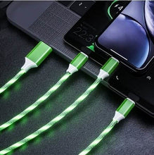 Load image into Gallery viewer, LED Light USB Charger Cable 3-in-1 Fast Charging
