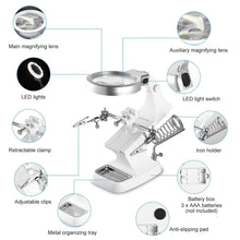 Load image into Gallery viewer, LED Lights Helping Hands Magnifying Glass
