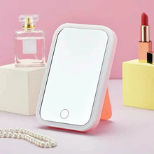 将图片加载到图库查看器，LED Makeup Mirror Touch Screen 3 Light Portable Standing Folding Vanity Mirror
