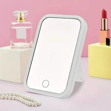 将图片加载到图库查看器，LED Makeup Mirror Touch Screen 3 Light Portable Standing Folding Vanity Mirror

