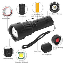 将图片加载到图库查看器，LED Rechargeable Zoomable Flashlight
