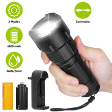 将图片加载到图库查看器，LED Rechargeable Zoomable Flashlight
