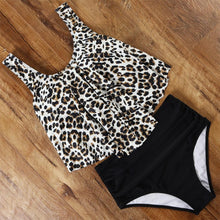 Load image into Gallery viewer, Leopard Bikini High Waist Bikini Animal Print Floral Swimsuit Ruffle Swimsuit Plus Size Swimwear Women Swimsuits for Women Two Piece Bathing Suits Ruffle Tops With High Waist Bottoms Bikini Sets For Teen Girls
