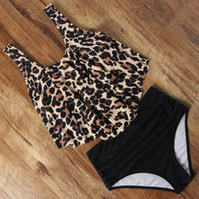 Load image into Gallery viewer, Leopard Bikini High Waist Bikini Animal Print Floral Swimsuit Ruffle Swimsuit Plus Size Swimwear Women Swimsuits for Women Two Piece Bathing Suits Ruffle Tops With High Waist Bottoms Bikini Sets For Teen Girls

