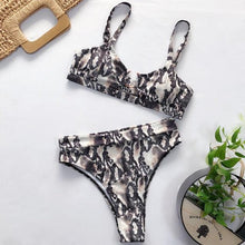 Load image into Gallery viewer, Leopard Bikinis Bikini Swimming Women's Bathing Suits Push Up Swimsuit Women's Padded Underwire Bikini  Wire Push Up Bathing Suit Leopard Printed High Cut Vintage Swimsuit
