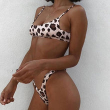 Load image into Gallery viewer, Leopard Bikinis Bikini Swimming Women's Bathing Suits Push Up Swimsuit Women's Padded Underwire Bikini  Wire Push Up Bathing Suit Leopard Printed High Cut Vintage Swimsuit
