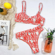 Load image into Gallery viewer, Leopard Bikinis Bikini Swimming Women's Bathing Suits Push Up Swimsuit Women's Padded Underwire Bikini  Wire Push Up Bathing Suit Leopard Printed High Cut Vintage Swimsuit
