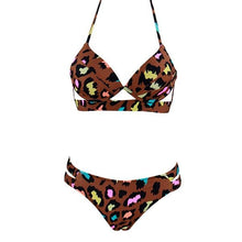 Load image into Gallery viewer, Leopard Bikinis Women Summer Swimsuit Strapless Bandage Bathing Suits Women's Halter Triangle Bikini Bottom Soft Two Piece Swimsuits Low Waist Push Up Bikini Set Swimwear
