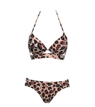 Load image into Gallery viewer, Leopard Bikinis Women Summer Swimsuit Strapless Bandage Bathing Suits Women's Halter Triangle Bikini Bottom Soft Two Piece Swimsuits Low Waist Push Up Bikini Set Swimwear
