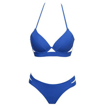 Load image into Gallery viewer, Leopard Bikinis Women Summer Swimsuit Strapless Bandage Bathing Suits Women's Halter Triangle Bikini Bottom Soft Two Piece Swimsuits Low Waist Push Up Bikini Set Swimwear
