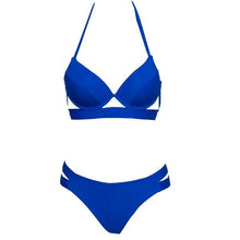 Load image into Gallery viewer, Leopard Bikinis Women Summer Swimsuit Strapless Bandage Bathing Suits Women's Halter Triangle Bikini Bottom Soft Two Piece Swimsuits Low Waist Push Up Bikini Set Swimwear
