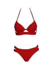 Load image into Gallery viewer, Leopard Bikinis Women Summer Swimsuit Strapless Bandage Bathing Suits Women's Halter Triangle Bikini Bottom Soft Two Piece Swimsuits Low Waist Push Up Bikini Set Swimwear
