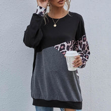 将图片加载到图库查看器，Leopard Print Colorblock Drop Shoulder Sweatshirt
