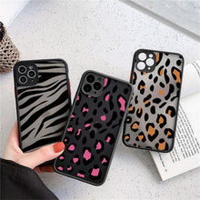将图片加载到图库查看器，Leopard Print Elegant Pattern Protective Phone Case Translucent Hard Back With Silicone Leopard Pattern Phone Case For Iphone 11 Pro Max 12 13 Mini X Xs Max 7 8 Plus Mobile Phone Protective Case
