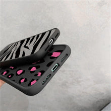 将图片加载到图库查看器，Leopard Print Elegant Pattern Protective Phone Case Translucent Hard Back With Silicone Leopard Pattern Phone Case For Iphone 11 Pro Max 12 13 Mini X Xs Max 7 8 Plus Mobile Phone Protective Case
