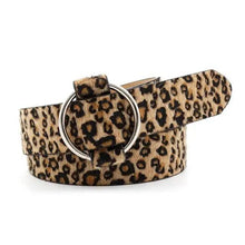 Load image into Gallery viewer, Leopard PU Leather Pattern 105cm Round Buckle Belt Women Trendy Dress Cute Classic Belts
