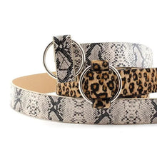 Load image into Gallery viewer, Leopard PU Leather Pattern 105cm Round Buckle Belt Women Trendy Dress Cute Classic Belts
