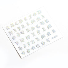 将图片加载到图库查看器，Letter 3D Decals Nail Art Stickers English Old Font Black Number Tattoo Nails Design Water Sliders Manicure Decoration 3D Nail Supplies Holographic Old English Character Nail Self-Adhesive Sticker English Font Design Manicure Decorations Accessories
