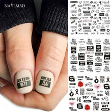 将图片加载到图库查看器，Letter Nail Water Decals With Inscriptions Sexy Girl  Black White Tattoo Slider English Alphabet Nail Decals Adhesive Letter 3D Nail Art Stickers for Women Girls Nail Decoration Manicure for Women Decorations Birthday Party Favor Gift

