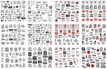 将图片加载到图库查看器，Letter Nail Water Decals With Inscriptions Sexy Girl  Black White Tattoo Slider English Alphabet Nail Decals Adhesive Letter 3D Nail Art Stickers for Women Girls Nail Decoration Manicure for Women Decorations Birthday Party Favor Gift
