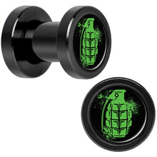 Load image into Gallery viewer, Green Grenade Black Anodized Screw Fit Plug Set 4G

