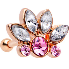 Load image into Gallery viewer, Clear Pink CZ Gem Rose Gold PVD Tiara Cartilage Tragus Earring
