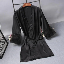 Load image into Gallery viewer, Lightweight Pink Women Sleepwear Classic Design Silk Bathrobe Lace Trim Bridesmaid Bride Party Robes
