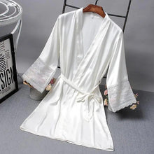 Load image into Gallery viewer, Lightweight Pink Women Sleepwear Classic Design Silk Bathrobe Lace Trim Bridesmaid Bride Party Robes
