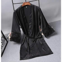 Load image into Gallery viewer, Lightweight Pink Women Sleepwear Classic Design Silk Bathrobe Lace Trim Bridesmaid Bride Party Robes
