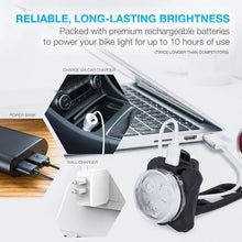 将图片加载到图库查看器，Lightweight USB Rechargeable Bike Light Set Super Bright Front Headlight And Rear LED Bicycle Light 4 Light Mode Options USB Rechargeable Bike Light Set LED Bicycle Front Headlight And Rear Taillight Lithium Battery 650mAh
