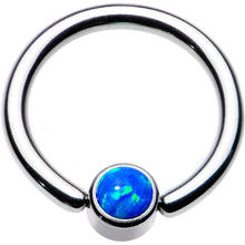 Load image into Gallery viewer, 14G 3/8 Aqua Faux Opal 4mm Disc BCR Captive Ring
