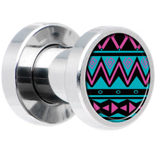 Load image into Gallery viewer, Pink Teal Tribal Print Steel Screw Fit Plug Set 4G
