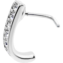 Load image into Gallery viewer, 20G Clear CZ Sleek Faux Hoop L Shaped Nose Ring
