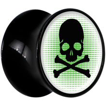 Load image into Gallery viewer, Black Acrylic Green Black Skull Saddle Plug Set 1/2
