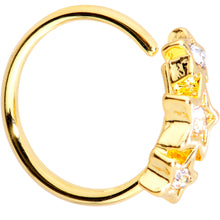 Load image into Gallery viewer, 20G 5/16 Clear Gem Gold Tone Tri Star Seamless Circular Ring

