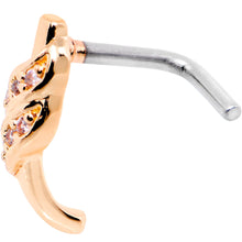 Load image into Gallery viewer, 18G Clear CZ Rose Gold Tone Swish Faux Hoop L Shaped Nose Ring
