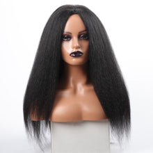 将图片加载到图库查看器，Long Kinky Straight Synthetic Wigs for Black Women Black Brown Blonde Ginger Red White Hair Afro Wigs Synthetic Hair  Wigs For Black Women Cosplay Wigs For Women
