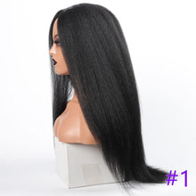 将图片加载到图库查看器，Long Kinky Straight Synthetic Wigs for Black Women Black Brown Blonde Ginger Red White Hair Afro Wigs Synthetic Hair  Wigs For Black Women Cosplay Wigs For Women
