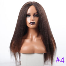 将图片加载到图库查看器，Long Kinky Straight Synthetic Wigs for Black Women Black Brown Blonde Ginger Red White Hair Afro Wigs Synthetic Hair  Wigs For Black Women Cosplay Wigs For Women
